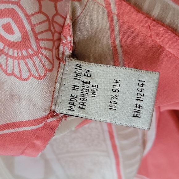 Crème Fraîche Open Back Silk Blouse Size X Small Orange Creme Short Sleeve - Picture 4 of 6